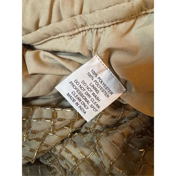 NWT MAC DUGGAL Gold Beaded Cap Sleeve V Neck Column Gown Size 4 style 5625 - Picture 11 of 14